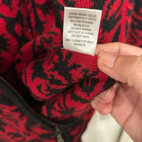 NOVICA 100% Baby Alpaca Geometric Womens Large Full Zip Hooded Cardigan Peru - Picture 5 of 6